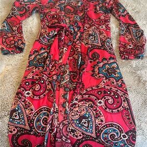 LOFT Red Paisley Dress